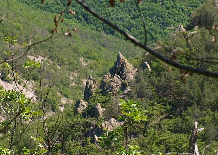 Скали с трапецовидни ниши по Дюдюклю дере - Йончово
