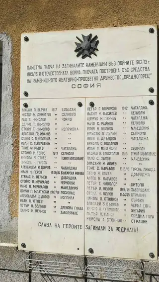 Паметна плоча на загиналите във войните - Каменица — Каменица